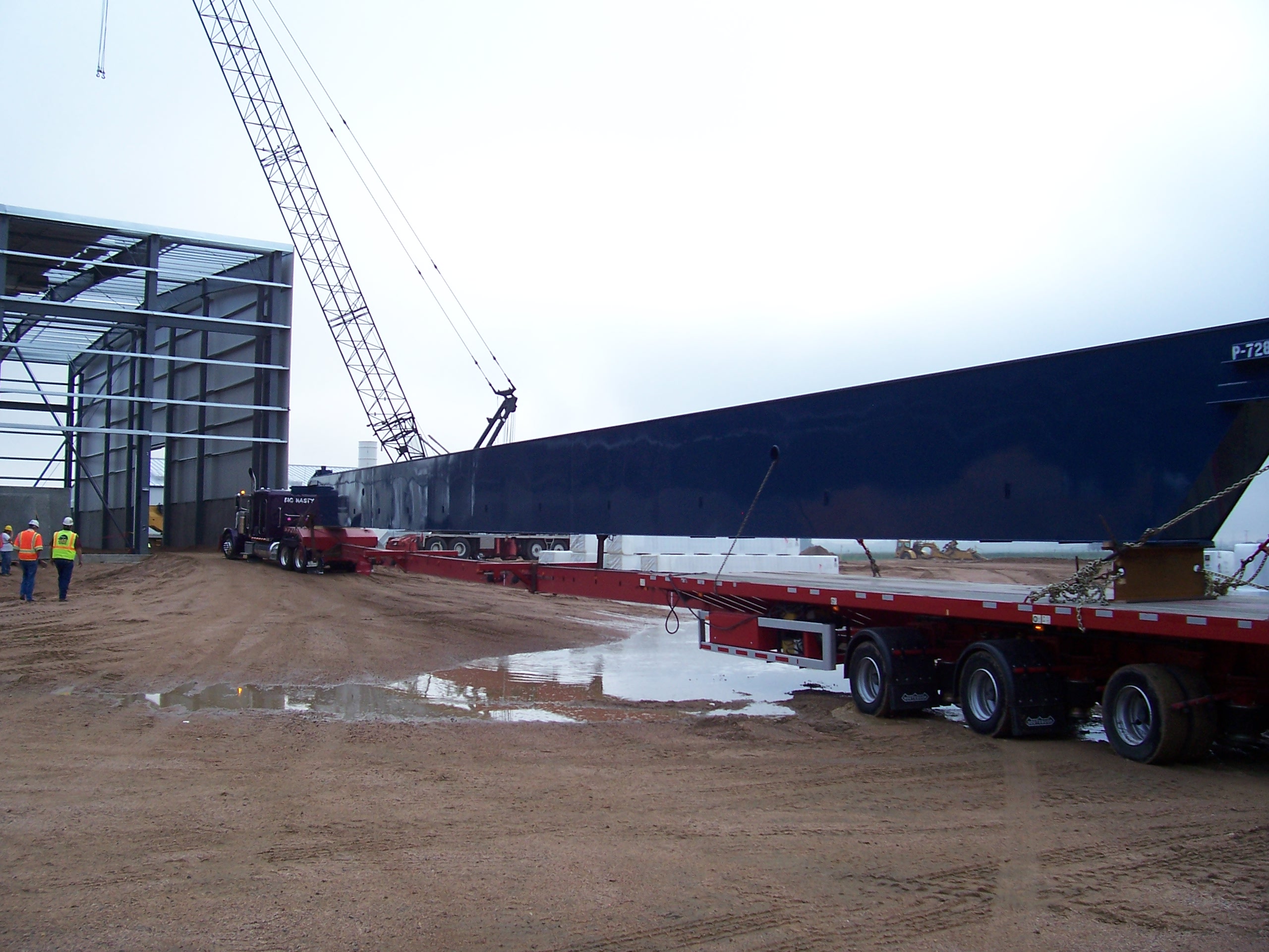 Top Running Double Girder, 110’ Crane Being Delivered to Job Site